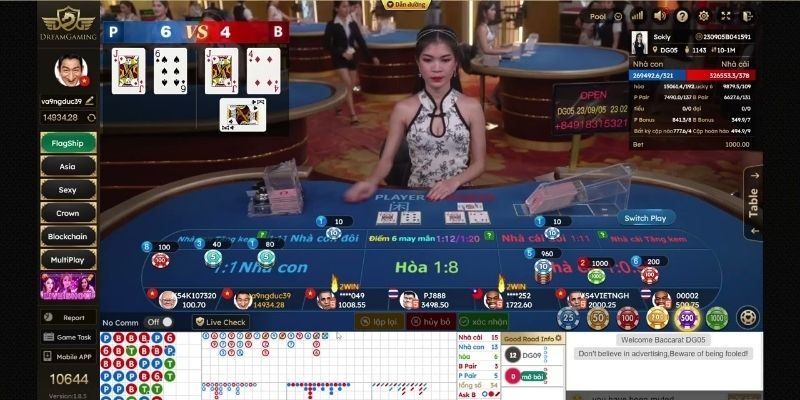 Baccarat trong sảnh DG Casino hấp dẫn